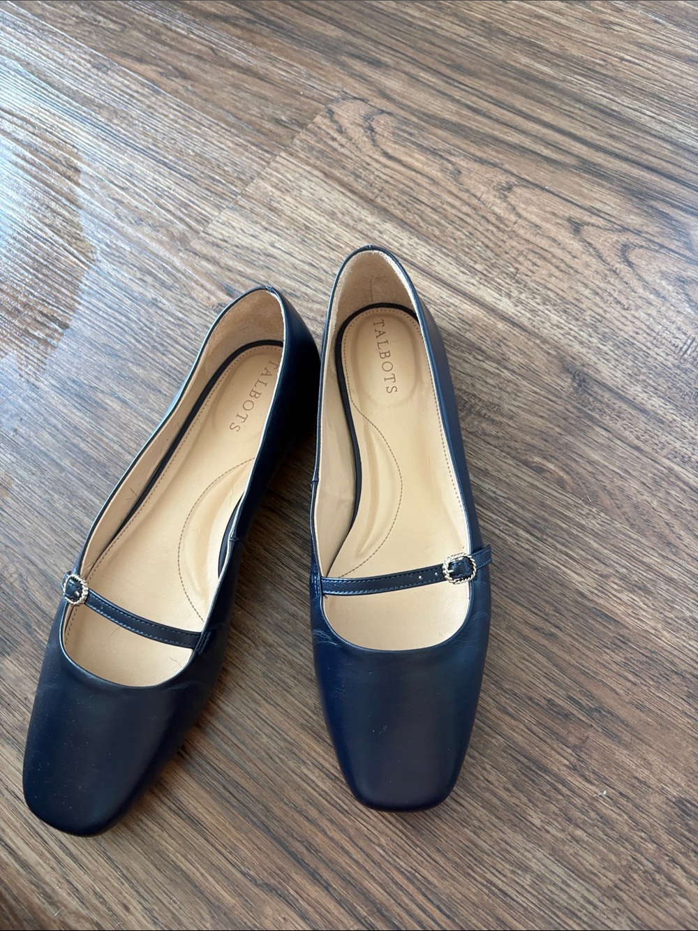 Talbots Navy Square-Toe Mary Jane Flats with Buckle Strap - Picture 2 of 3